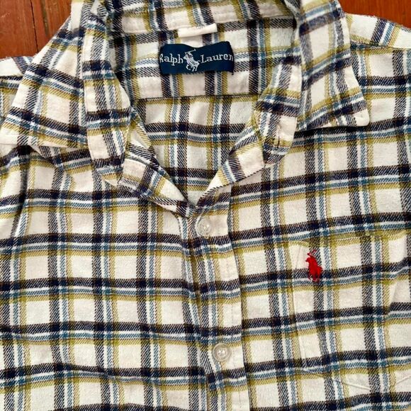 Ralph- Lauren Kid's Flannel Plaid Long Sleeve Button Down Shirt EU Size 36 - Picture 1 of 4